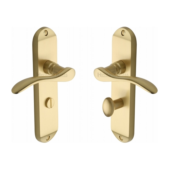 MAY7630-SB  Bathroom [57mm]  Satin Brass  Heritage Brass Maya Levers On Backplates