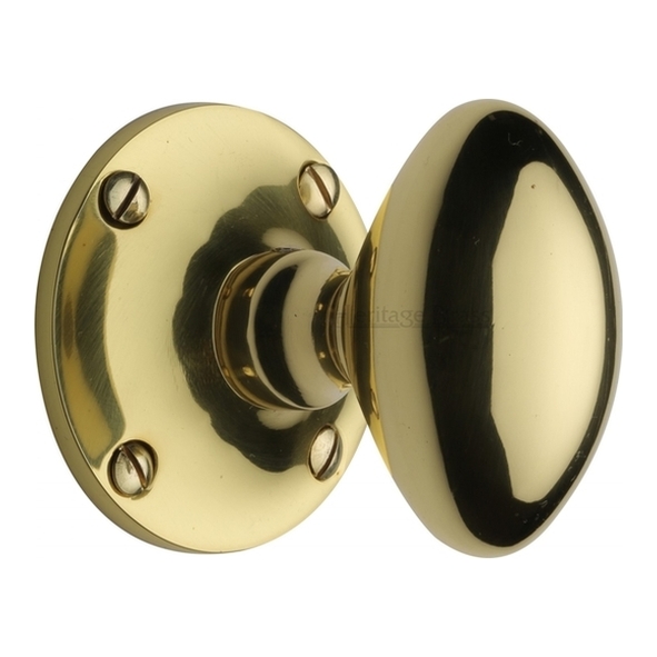 MAY960-PB • Polished Brass • Heritage Brass Mayfair Mortice Knobs On Roses