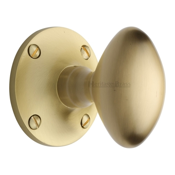 MAY960-SB  Satin Brass  Heritage Brass Mayfair Mortice Knobs On Roses