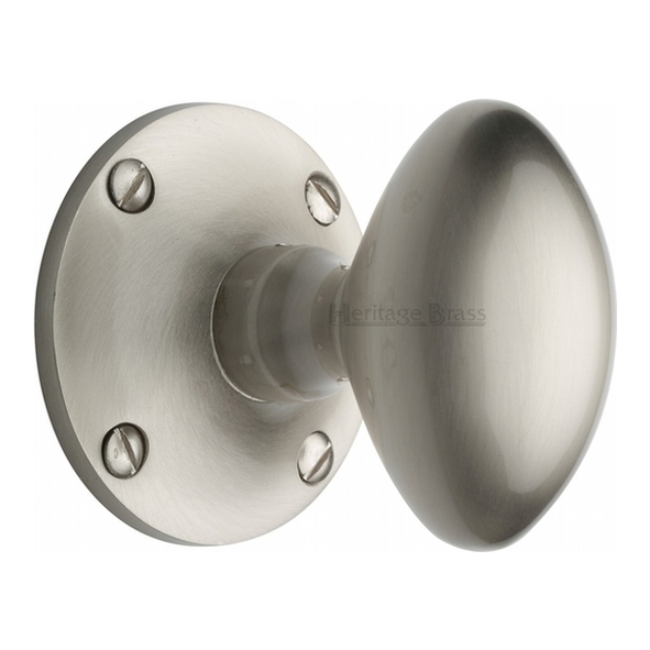 MAY960-SN • Satin Nickel • Heritage Brass Mayfair Mortice Knobs On Roses