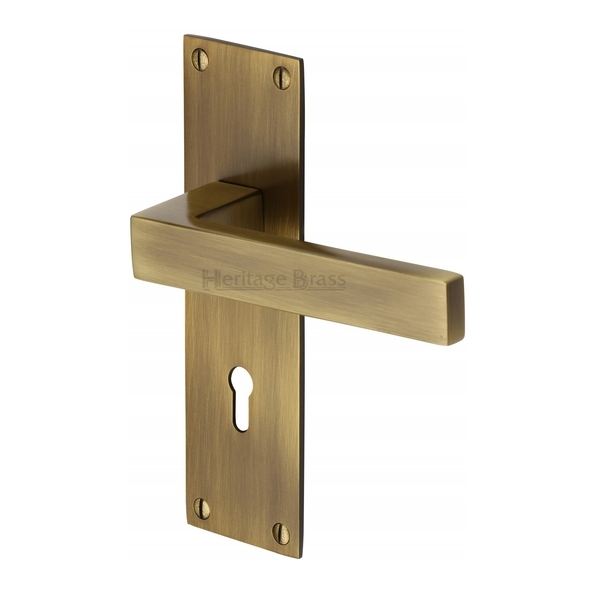 MET4900-AT  Standard Lock [57mm]  Antique Brass  Heritage Brass Metro Levers On Backplates