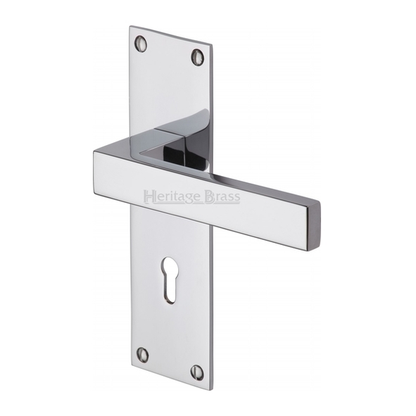 MET4900-PC  Standard Lock [57mm]  Polished Chrome  Heritage Brass Metro Levers On Backplates