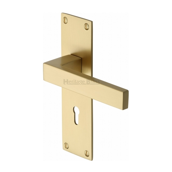 MET4900-SB  Standard Lock [57mm]  Satin Brass  Heritage Brass Metro Levers On Backplates