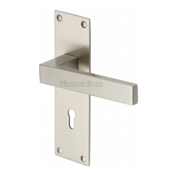 MET4900-SN  Standard Lock [57mm]  Satin Nickel  Heritage Brass Metro Levers On Backplates