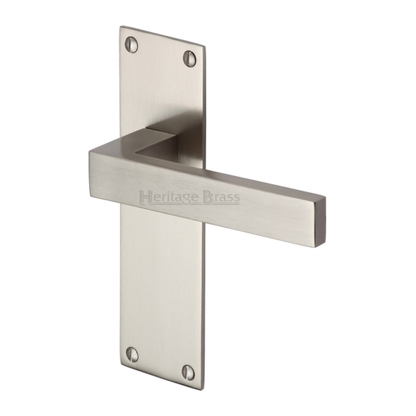 MET4910-SN  Long Plate Latch  Satin Nickel  Heritage Brass Metro Levers On Backplates