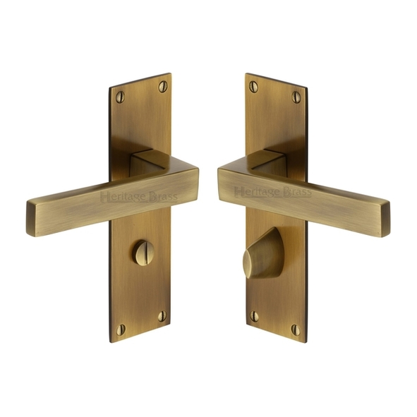 MET4930-AT • Bathroom [57mm] • Antique Brass • Heritage Brass Metro Levers On Backplates