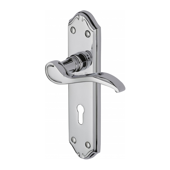 MM624-PC  Standard Lock [57mm]  Polished Chrome  Heritage Brass Verona Levers On Backplates