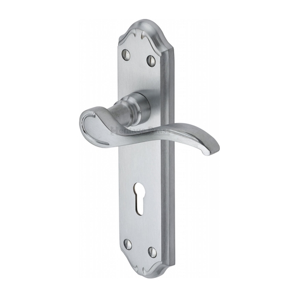 MM624-SC • Standard Lock [57mm] • Satin Chrome • Heritage Brass Verona Levers On Backplates