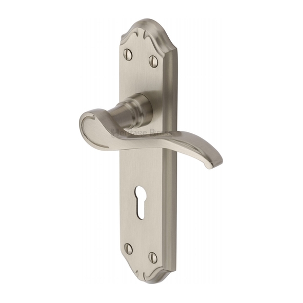 MM624-SN  Standard Lock [57mm]  Satin Nickel  Heritage Brass Verona Levers On Backplates