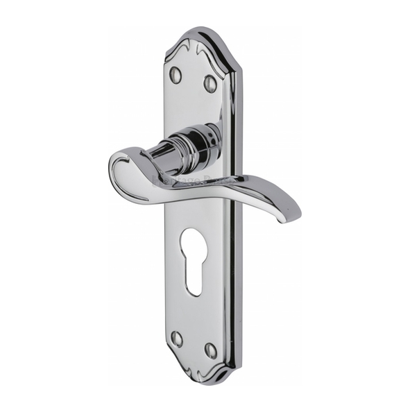 MM625-PC  Euro Cylinder [47.5mm]  Polished Chrome  Heritage Brass Verona Levers On Backplates