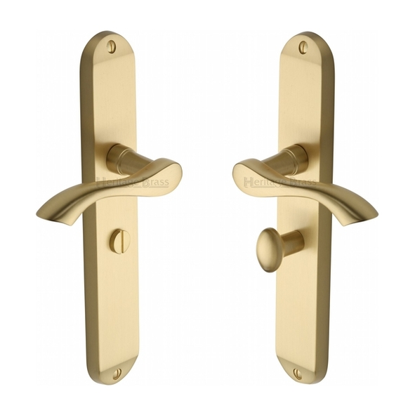 MM7230-SB  Bathroom [57mm]  Satin Brass  Heritage Brass Algarve Levers On Long Backplates