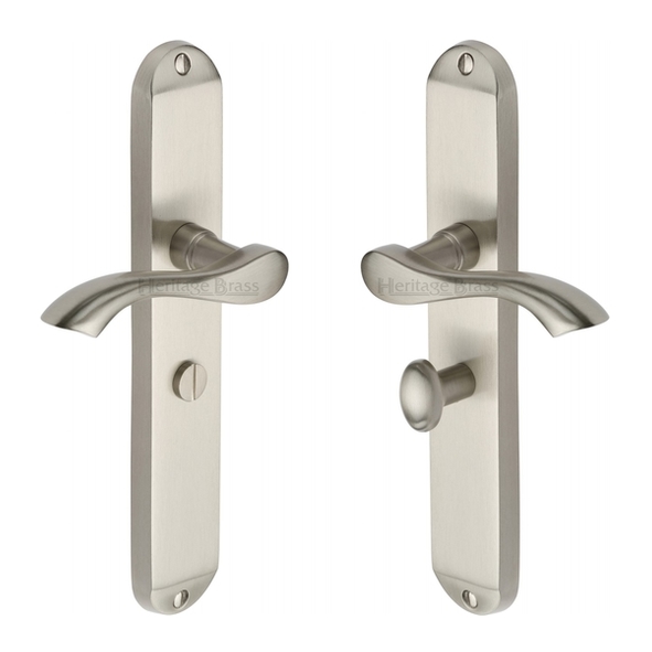 MM7230-SN  Bathroom [57mm]  Satin Nickel  Heritage Brass Algarve Levers On Long Backplates