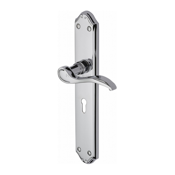 MM824-PC • Standard Lock [57mm] • Polished Chrome • Heritage Brass Verona Levers On Long Backplates