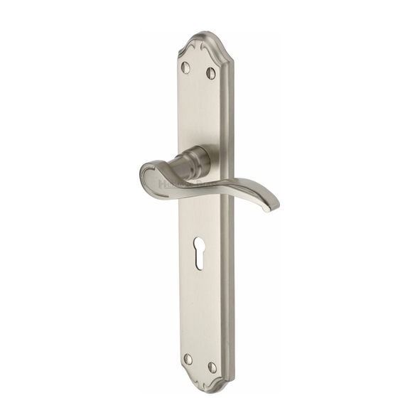 MM824-SN • Standard Lock [57mm] • Satin Nickel • Heritage Brass Verona Levers On Long Backplates