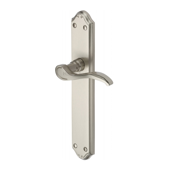 MM827-SN  Long Plate Latch  Satin Nickel  Heritage Brass Verona Levers On Long Backplates