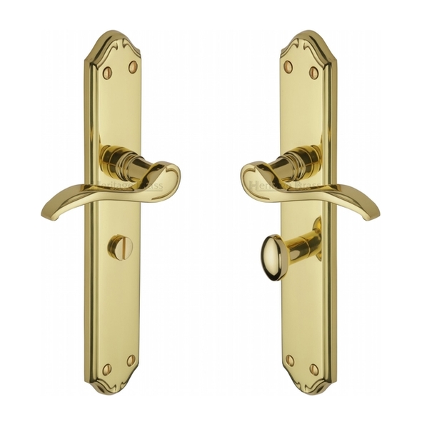 MM828-PB • Bathroom [57mm] • Polished Brass • Heritage Brass Verona Levers On Long Backplates