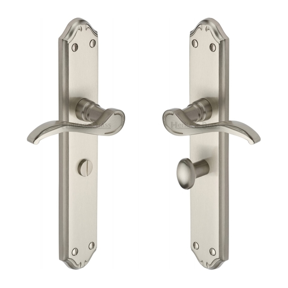 MM828-SN  Bathroom [57mm]  Satin Nickel  Heritage Brass Verona Levers On Long Backplates