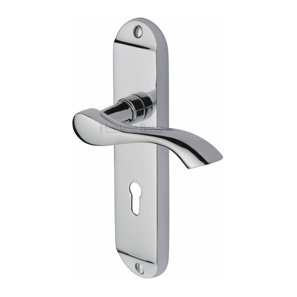 MM924-PC  Standard Lock [57mm]  Polished Chrome  Heritage Brass Algarve Levers On Backplates