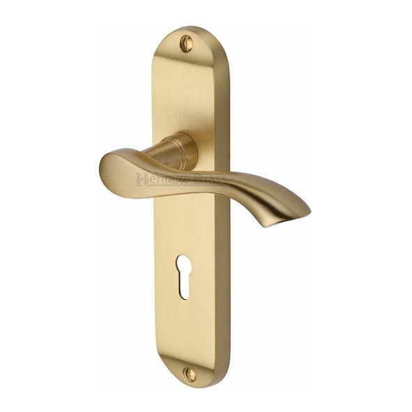 MM924-SB • Standard Lock [57mm] • Satin Brass • Heritage Brass Algarve Levers On Backplates