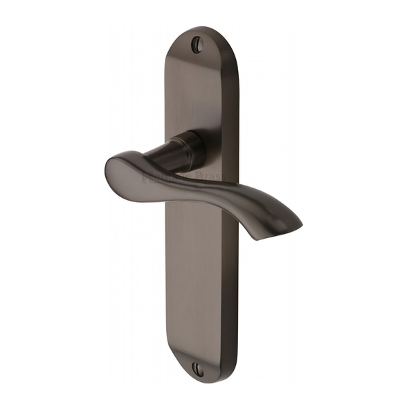 MM927-MB • Long Plate Latch • Matt Bronze • Heritage Brass Algarve Levers On Backplates