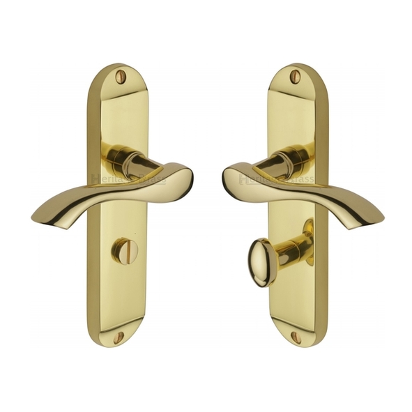 MM928-PB • Bathroom [57mm] • Polished Brass • Heritage Brass Algarve Levers On Backplates