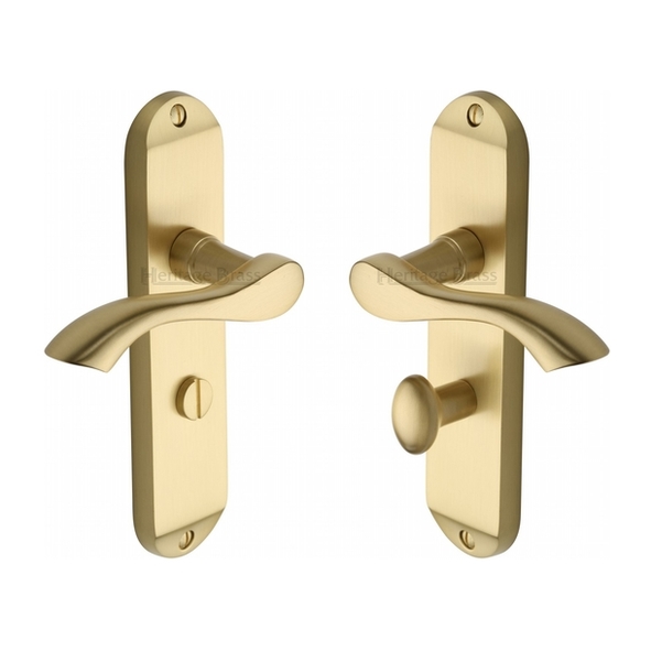 MM928-SB • Bathroom [57mm] • Satin Brass • Heritage Brass Algarve Levers On Backplates