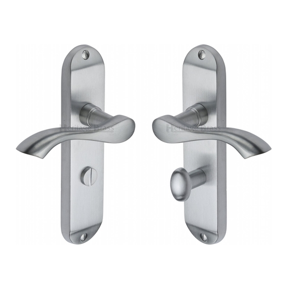 MM928-SC • Bathroom [57mm] • Satin Chrome • Heritage Brass Algarve Levers On Backplates