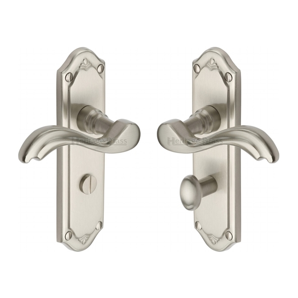 MM993-SN • Bathroom [57mm] • Satin Nickel • Heritage Brass Lisboa Levers On Backplates