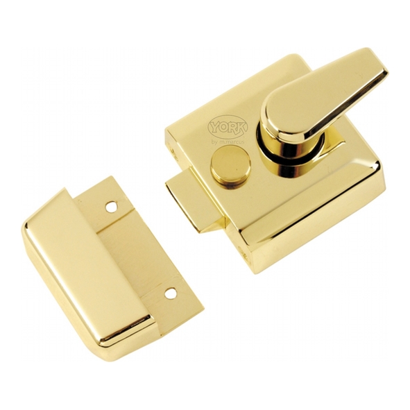 NL3040-PB • 067 x 070mm [040mm] • Polished Brass • Contemporary Deadlocking Rim Nightlatch