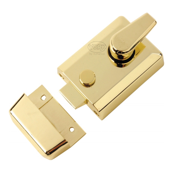 NL3060-PB • 092 x 070mm [060mm] • Polished Brass • Contemporary Deadlocking Rim Nightlatch