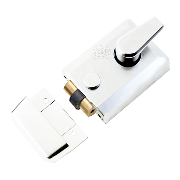 NL-R3060-WH  092 x 070mm [060mm]  White Case / Brass Cyl  Contemporary Roller Bolt Nightlatch