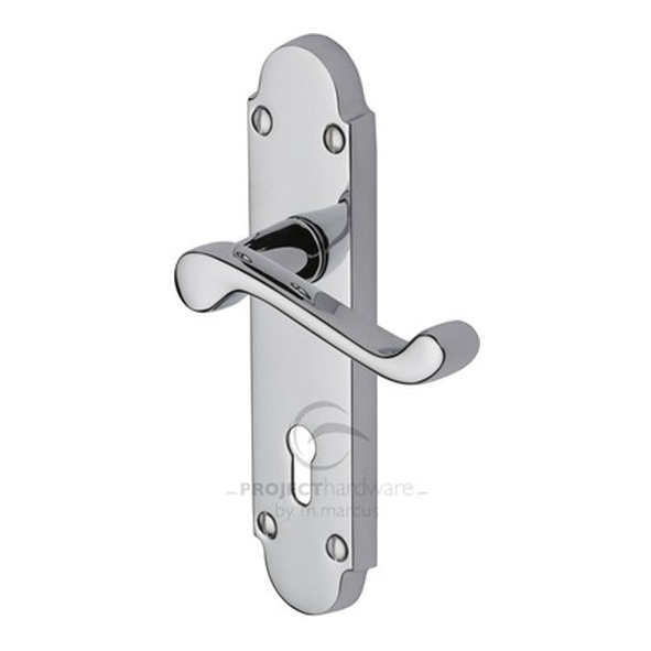 PR500-PC  Standard Lock [57mm]  Polished Chrome  Heritage Brass Milton Economy Levers On Backplates