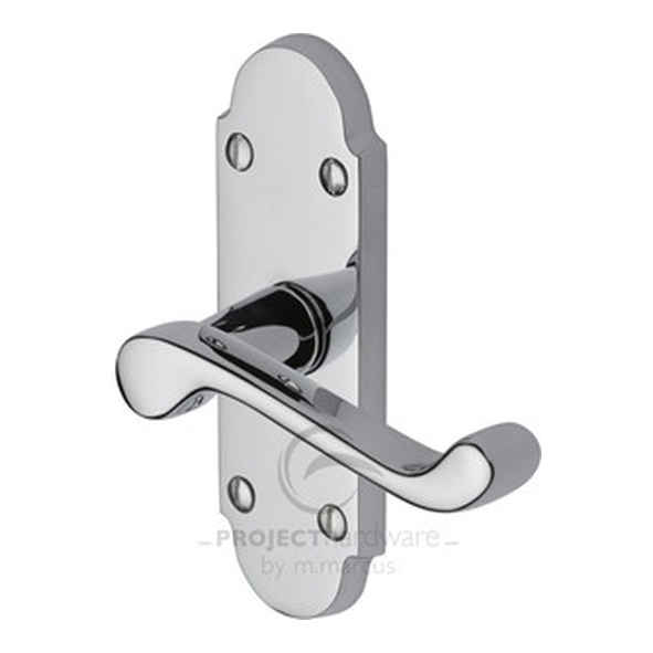 PR505-PC  Short Plate Latch  Polished Chrome  Heritage Brass Milton Economy Levers On Backplates