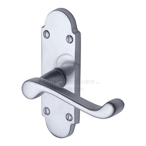 PR505-SC  Short Plate Latch  Satin Chrome  Heritage Brass Milton Economy Levers On Backplates