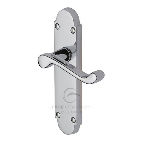 PR510-PC  Long Plate Latch  Polished Chrome  Heritage Brass Milton Economy Levers On Backplates