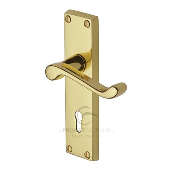PR600-PB  Standard Lock [57mm]  Polished Brass  Heritage Brass Malvern Economy Levers On Backplates