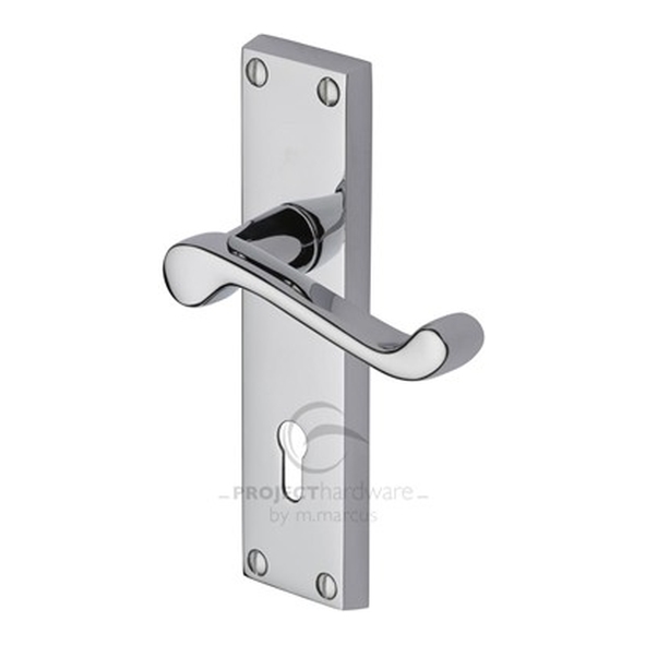 PR600-PC  Standard Lock [57mm]  Polished Chrome  Heritage Brass Malvern Economy Levers On Backplates