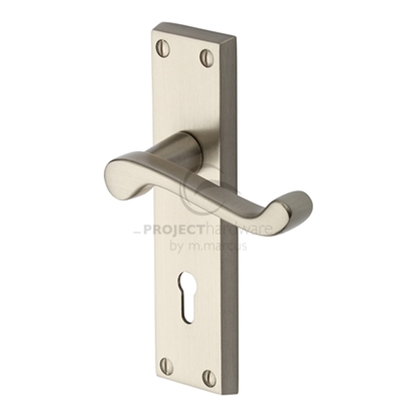 PR600-SN  Standard Lock [57mm]  Satin Nickel  Heritage Brass Malvern Economy Levers On Backplates