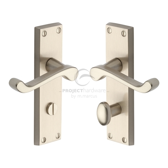 PR620-SN  Bathroom [57mm]  Satin Nickel  Heritage Brass Malvern Economy Levers On Backplates