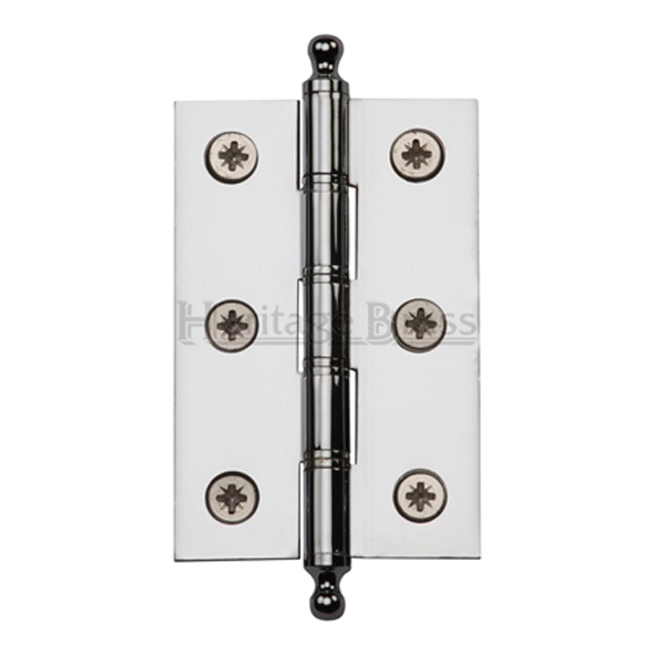 PR88-246-PC  075 x 050 x 2.5mm  Polished Chrome [25kg]  Phospher Bronze Washered Brass Hinges With Finials