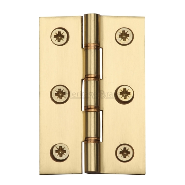 PR88-400-PB • 075 x 050 x 2.5mm • Polished Brass [25kg] • Phospher Bronze Washered Square Corner Brass Butt Hinges