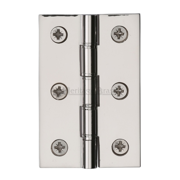 PR88-400-PNF  075 x 050 x 2.5mm  Polished Nickel [25kg]  Phospher Bronze Washered Square Corner Brass Butt Hinges