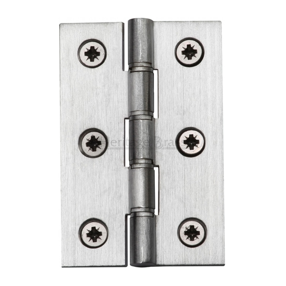 PR88-400-SC • 075 x 050 x 2.5mm • Satin Chrome [25kg] • Phospher Bronze Washered Square Corner Brass Butt Hinges