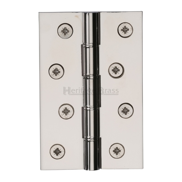 PR88-405-PNF  100 x 068 x 3.0mm  Polished Nickel [45kg]  Phospher Bronze Washered Square Corner Brass Butt Hinges