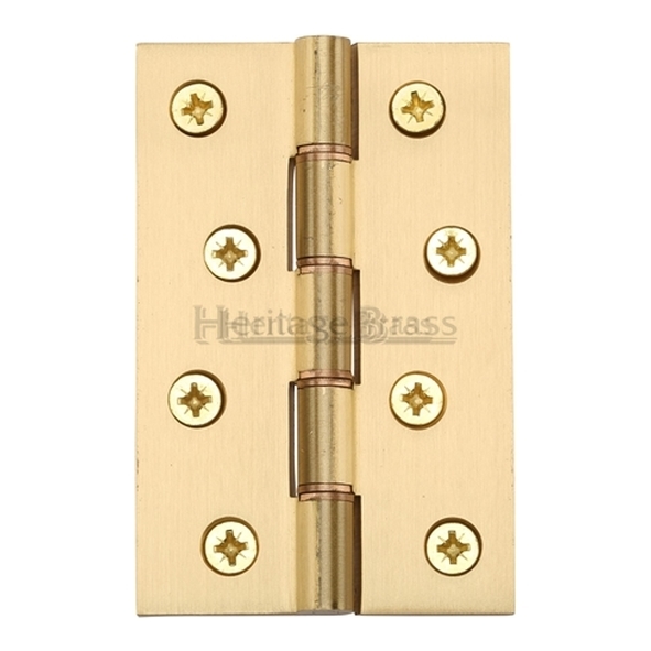 HG99-350-SB • 100 x 068 x 3.7mm • Satin Brass [55kg] • Phospher Bronze Washered Square Corner Brass Butt Hinges
