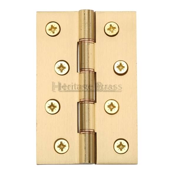 PR88-405-SB  100 x 068 x 3.0mm  Satin Brass [45kg]  Phospher Bronze Washered Square Corner Brass Butt Hinges