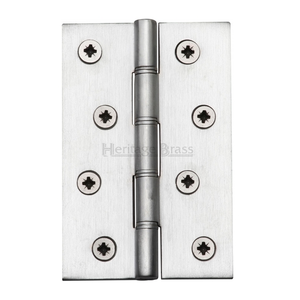 PR88-405-SC  100 x 068 x 3.0mm  Satin Chrome [45kg]  Phospher Bronze Washered Square Corner Brass Butt Hinges