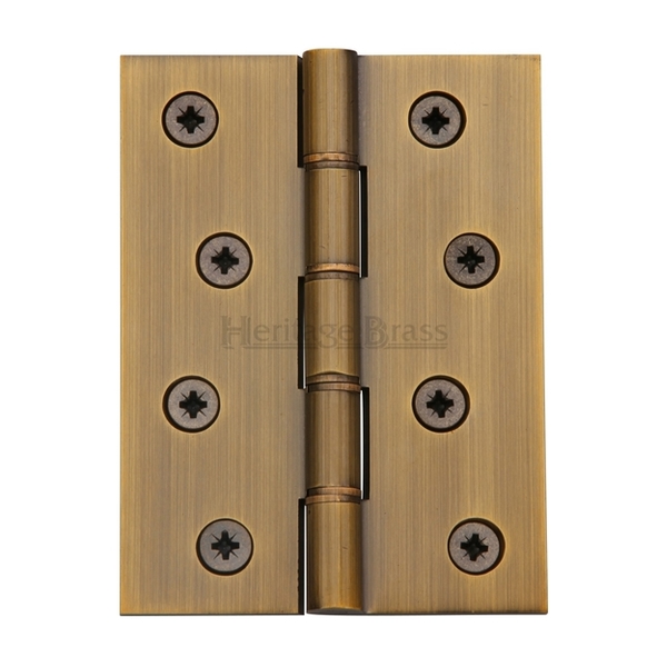 PR88-410-AT • 100 x 075 x 3.5mm • Antique Brass [70kg] • Phospher Bronze Washered Square Corner Brass Butt Hinges