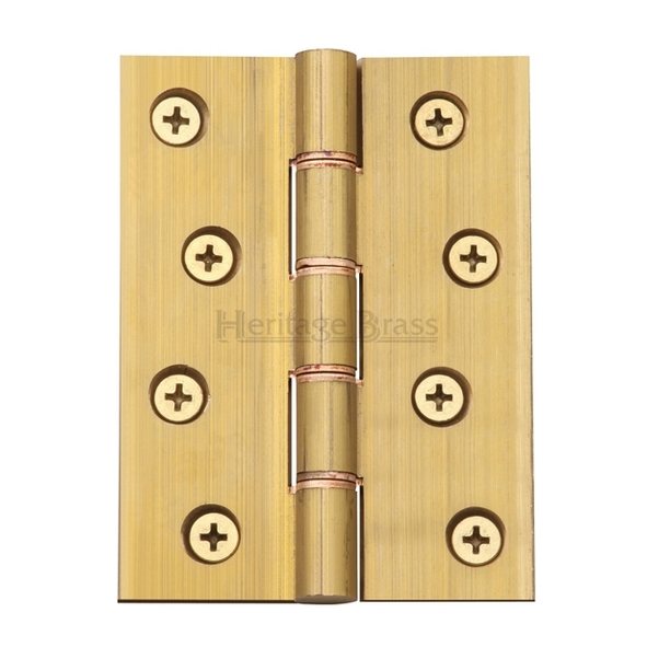 PR88-410-NB  100 x 075 x 3.5mm  Plain Brass [70kg]  Phospher Bronze Washered Square Corner Brass Butt Hinges