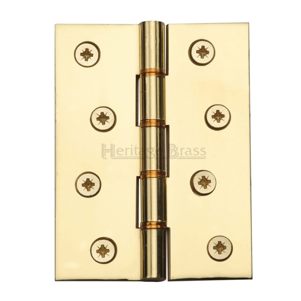 PR88-410-PB  100 x 075 x 3.5mm  Polished Brass [70kg]  Phospher Bronze Washered Square Corner Brass Butt Hinges